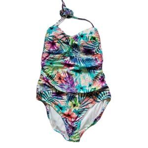 Tropical print one piece